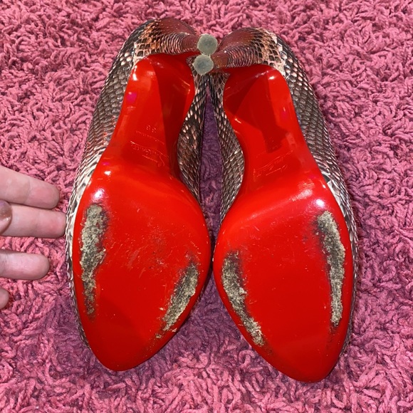 Christian Louboutin Snakeskin Open Toe Pumps - Picture 3 of 11